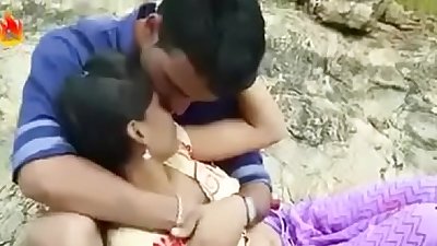 Hot desi couple boob pressing