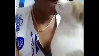 swathi naidu playing with kitten and boobs :)