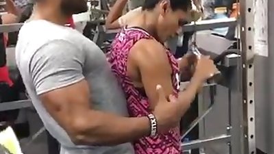 Gym trainer having all the fun he wants.mp4