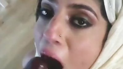 Desi Bhabhi swallowing Cum eat black sperm jizz virya hijab load nut