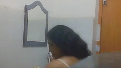 Indian Bengali Milf Aunty Changing Saree in Bathroom